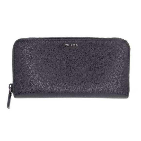 Prada Leather Navy Long Blue Wallet Zip Black - Picture 1 of 6